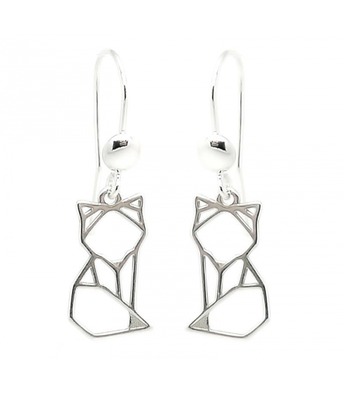 Sterling Silver Origami Fox earrings