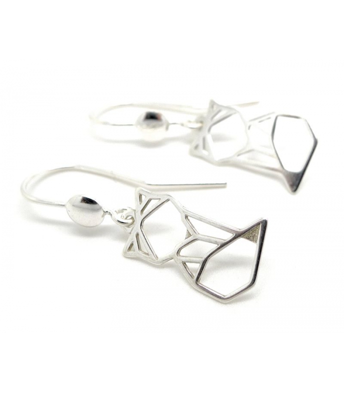 Boucles d'oreilles Renard Origami en argent 925 - Les Bijoux Acidules