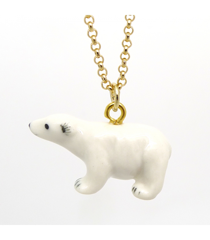 Collier Petit Ours Blanc - Bijoux en porcelaine - Les Bijoux Acidules