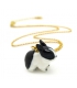 Black and White Bunny porcelain necklace