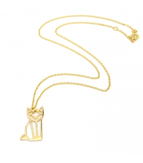 Gold plated Origami Cat necklace - High quality