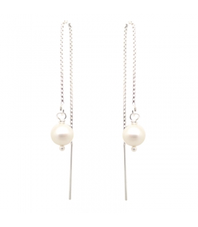 Pearl and Sterling Silver chain earrings