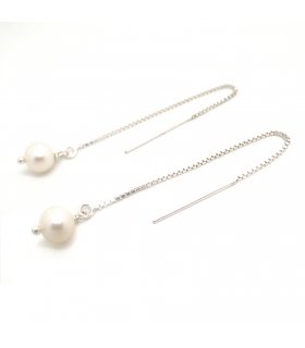 Pearl and Sterling Silver chain earrings