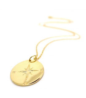 Collier médaille Rose des Vents plaqué or 3 microns - Les Bijoux Acidules