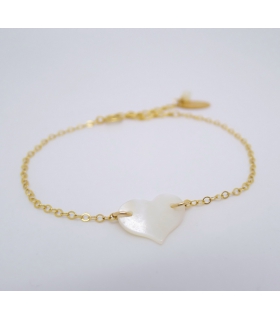 Mother of pearl and Gold filled Heart bracelet
