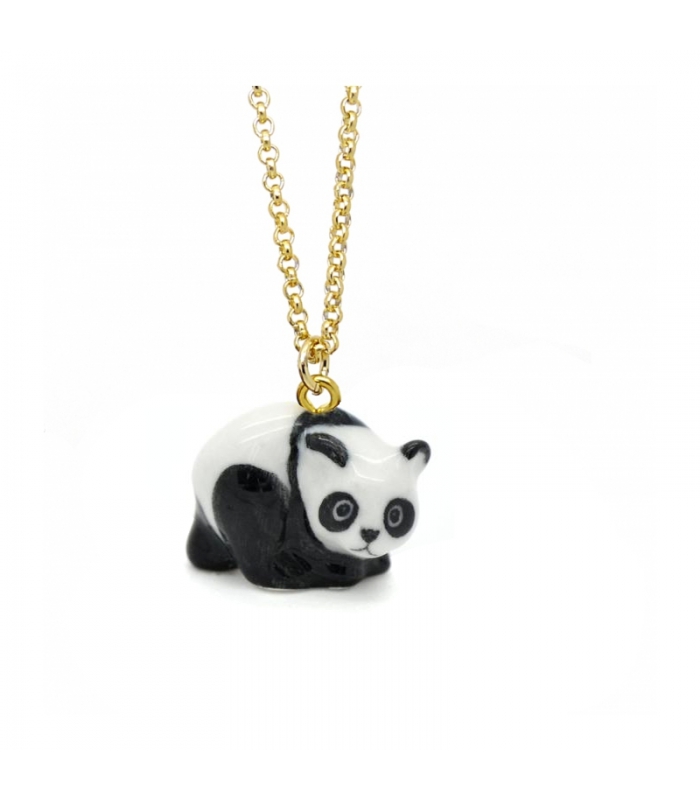 Black and White Panda porcelain necklace