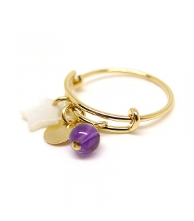Bague Pampilles plaqué or Améthyste - Bague bohème Bague Pampilles plaqué or Améthyste - Bague bohème