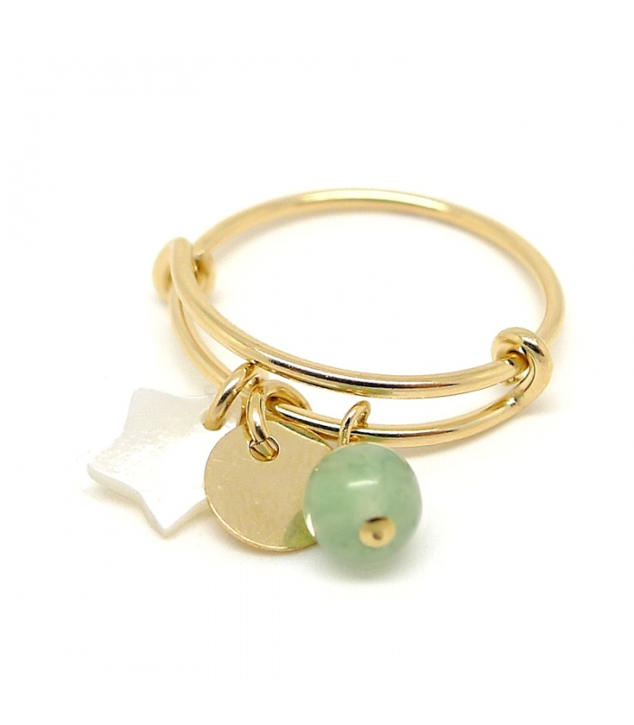 Pampille aventurine gold filled ring