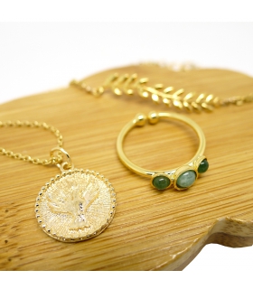 Collier Médaille Colombe plaqué or 3 microns - Bijoux tendance