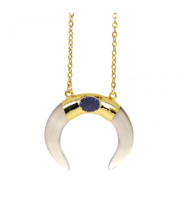 Collier bohème demi lune Agate - Bijoux fantaisie tendance bohème