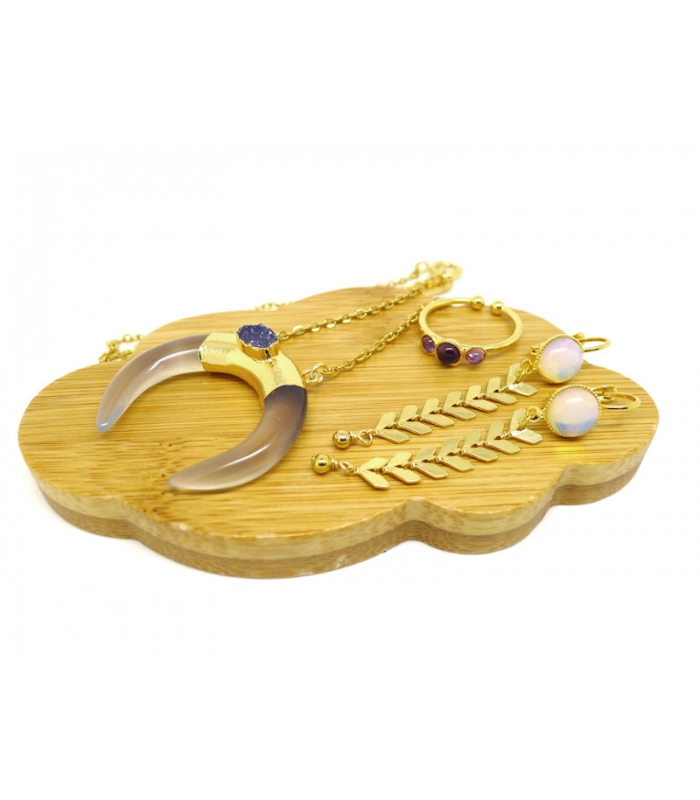 Collier bohème demi lune Agate - Bijoux fantaisie tendance bohème