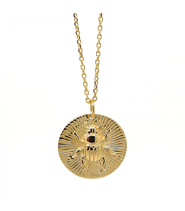 Collier Médaille Scarabée plaqué or 3 microns - Les Bijoux Acidules