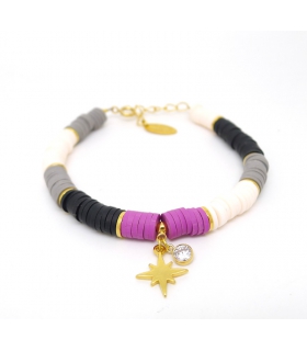 Bracelet Heishi Violette - Les Bijoux Acidules Bracelet Heishi Violette - Les Bijoux Acidules