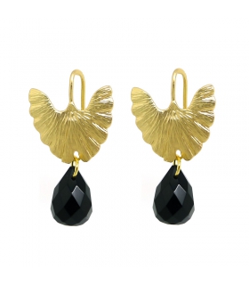 Boucles d'oreilles Vintage laiton et onyx - Les Bijoux Acidules