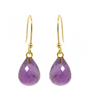 Boucles d'oreilles précieuses en améthyste plaqué or 3 microns - Les Boucles d'oreilles précieuses en améthyste plaqué or 3 microns - Les