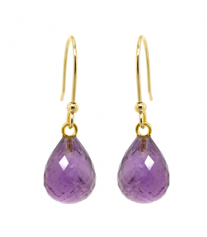 Boucles d'oreilles précieuses en améthyste plaqué or 3 microns - Les