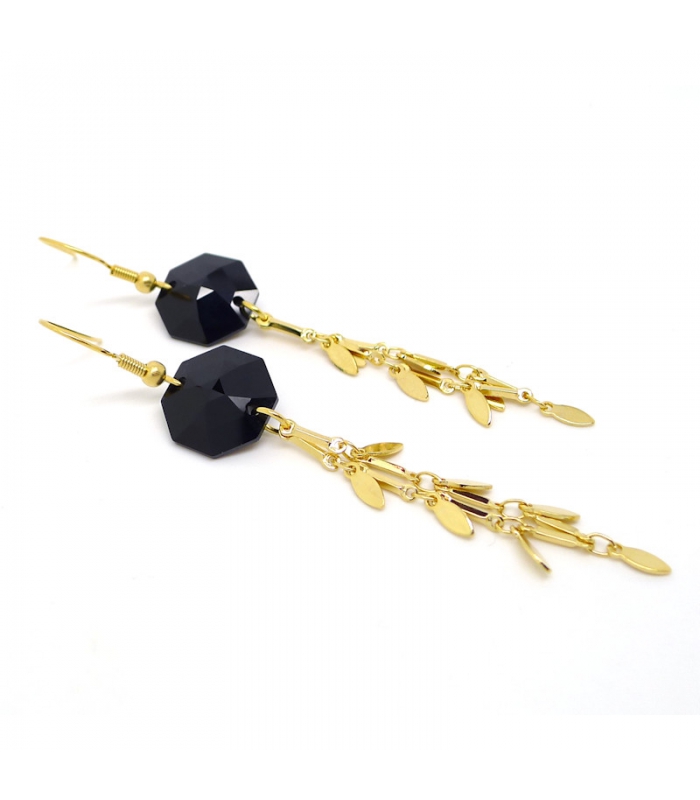 Boucles d'oreilles Boho Chic Cristal Noir - Les Bijoux Acidules