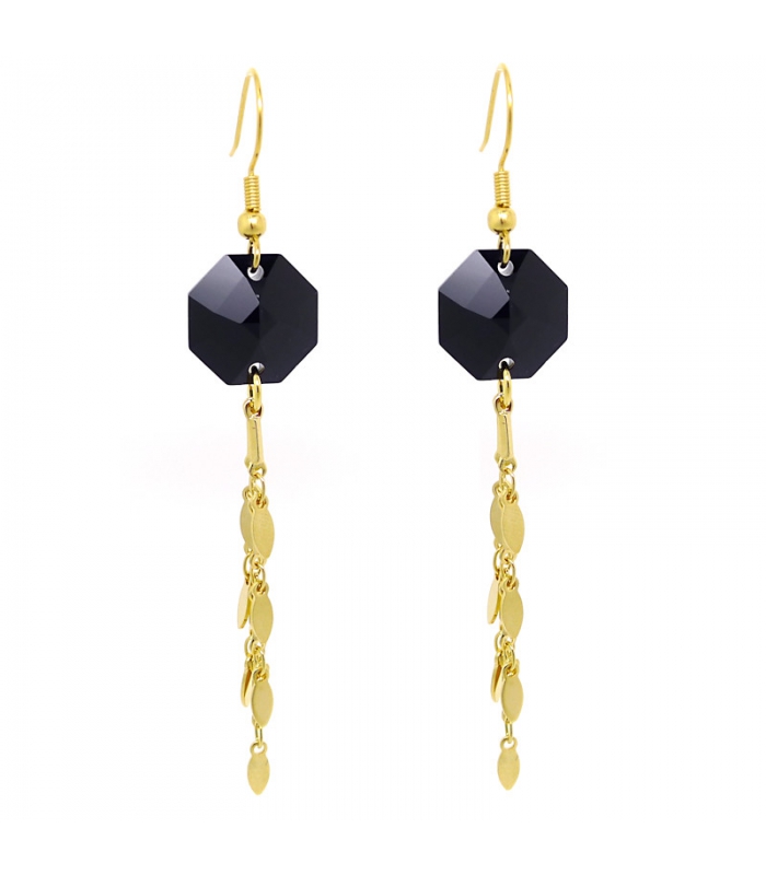 Boucles d'oreilles Boho Chic Cristal Noir - Les Bijoux Acidules