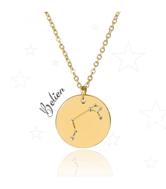 Collier Constellation du Bélier en acier inox doré et strass - Les Bijoux