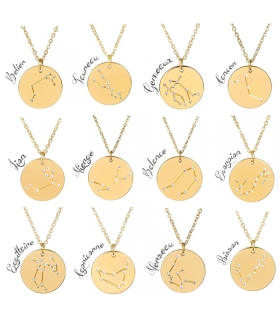 Collier Constellation du Cancer en acier inox doré et strass - Les Bijoux Collier Constellation du Cancer en acier inox doré et strass - Les Bijoux