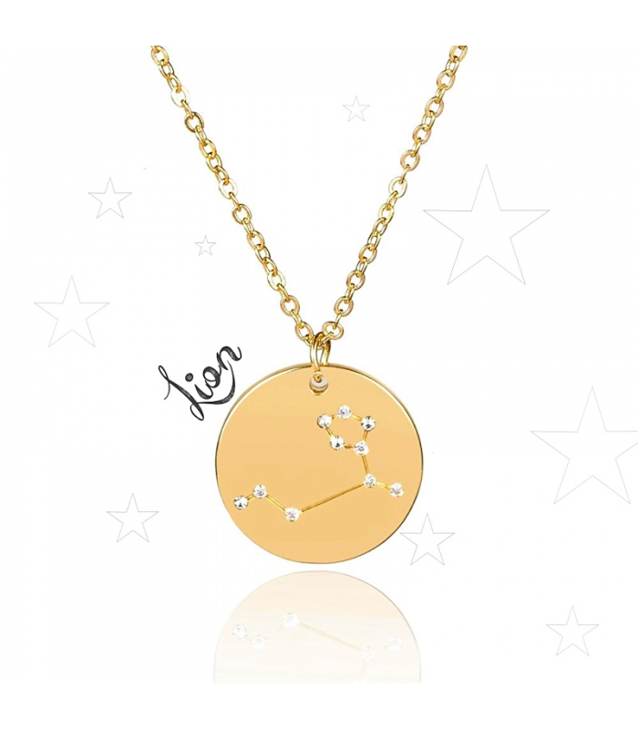 Collier Constellation du Lion en acier inox doré et strass - Les Bijoux