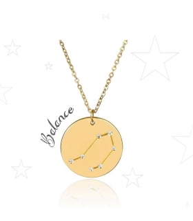 Collier Constellation de la Balance en acier inox doré et strass - Les