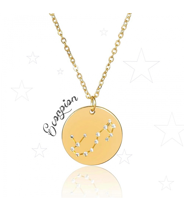 Gold plated stainless steel Scorpio necklace