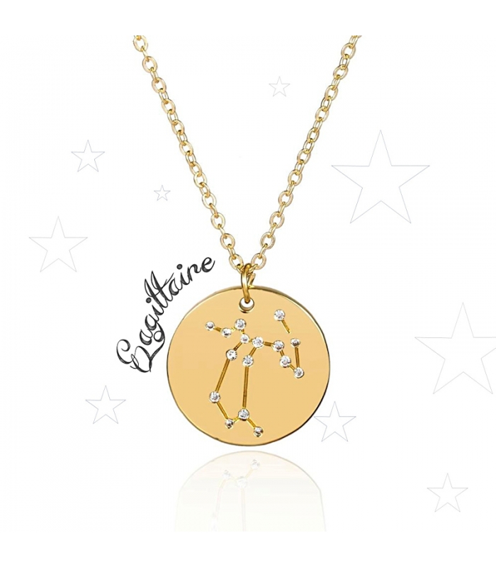 Gold plated stainless steel Sagittarius necklace