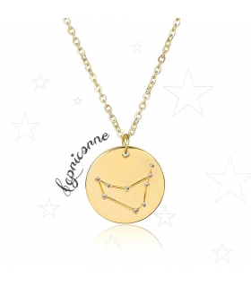 Collier Constellation du Capricorne en acier inox doré et strass - Les