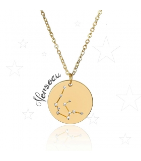 Collier Constellation du Verseau en acier inox doré et strass - Les Bijoux
