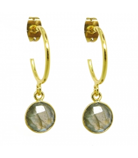 Boucles d'oreilles Petites créoles Labradorite - Les Bijoux Acidules