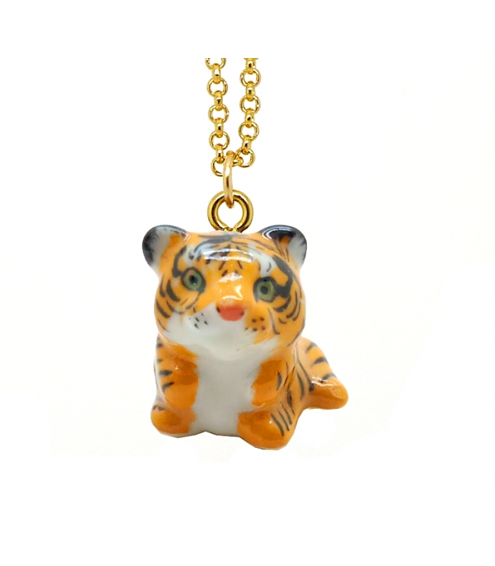 Tiny Tiger porcelain necklace