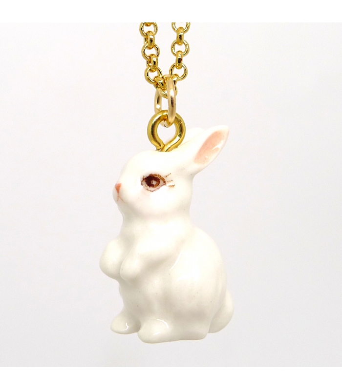 Sitting Bunny porcelain necklace