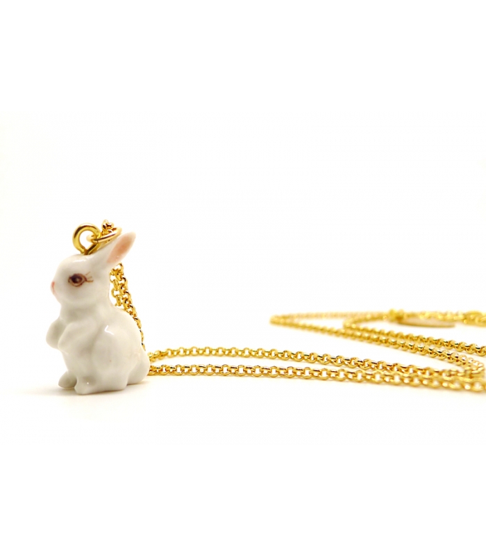 Sitting Bunny porcelain necklace
