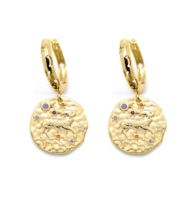 Boucles d'oreilles Signe du Bélier doré à l'or fin 16 carats - Les Bijoux