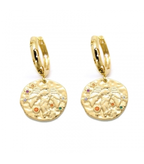 Boucles d'oreilles Signe de la Vierge doré à l'or fin 16 carats - Les
