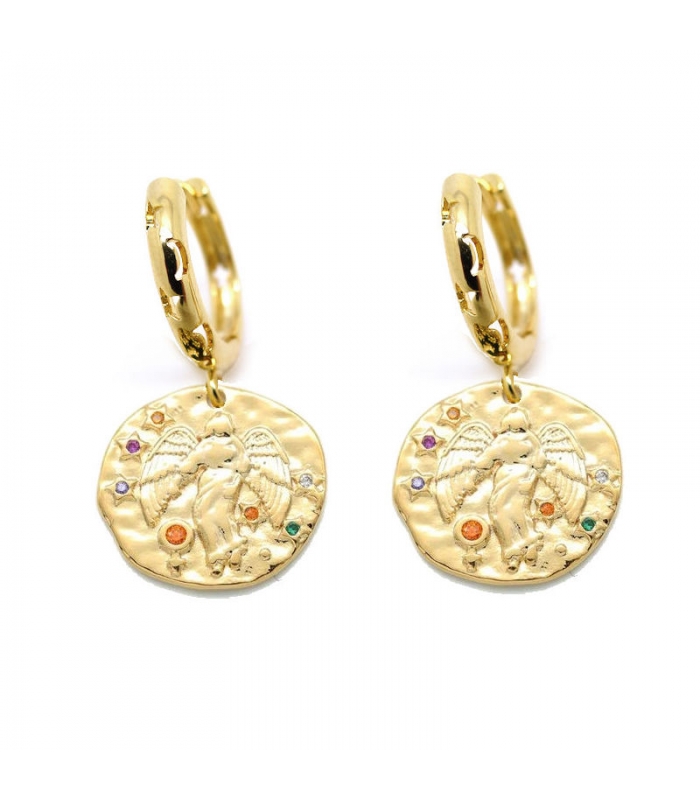 Boucles d'oreilles Signe de la Vierge doré à l'or fin 16 carats - Les