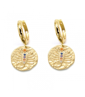 Boucles d'oreilles Signe du Scorpion doré à l'or fin 16 carats - Les