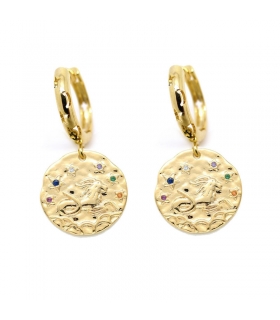 Boucles d'oreilles Signe du Capricorne doré à l'or fin 16 carats - Les