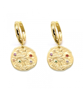 Boucles d'oreilles Signe du Verseau doré à l'or fin 16 carats - Les Bijoux