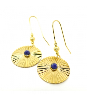 Boucles d'oreilles Astre Lapis Lazuli doré à l'or fin 24 carats - Les