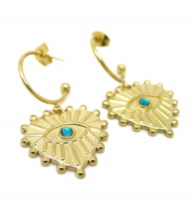 Boucles d'oreilles Grigri Mauvais Oeil vert - Les Bijoux Acidules