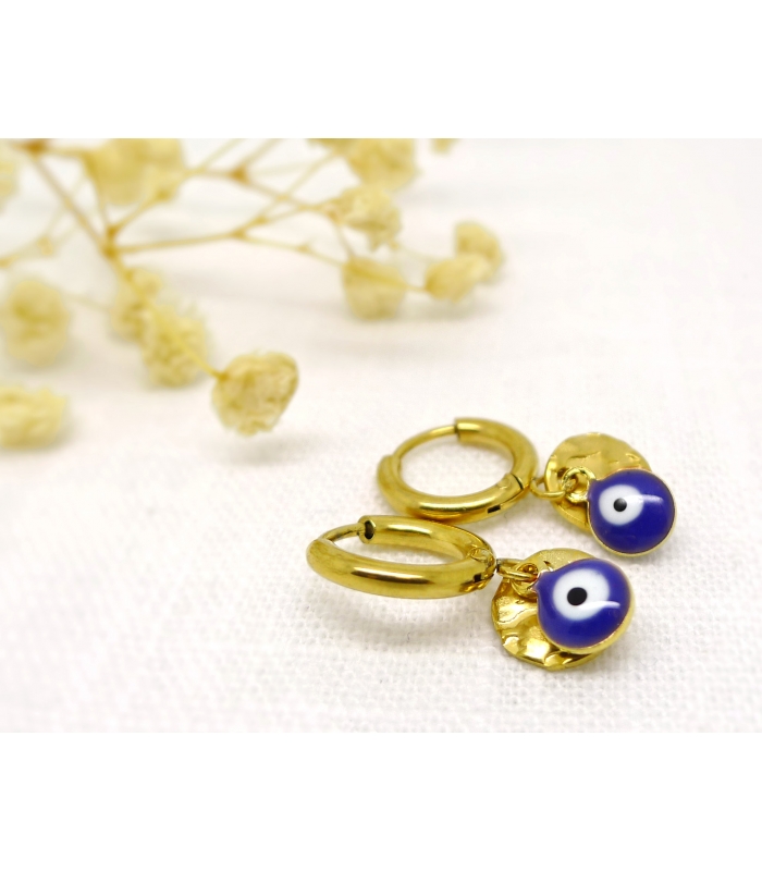 Boucles d'oreilles grigri Oeil Bleu - Les Bijoux Acidules