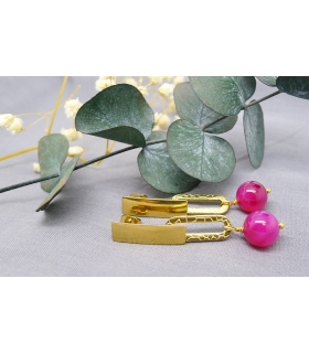 Boucles d'oreilles Arty en pierre naturelle et acier inox doré - Agate