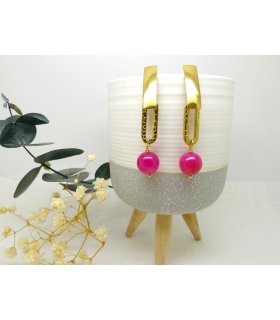 Boucles d'oreilles Arty en pierre naturelle et acier inox doré - Agate