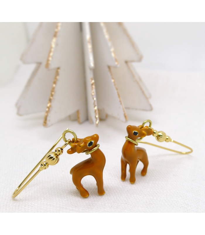 Boucles d'oreilles Rennes - Bijoux animaux en porcelaine - Les Bijoux