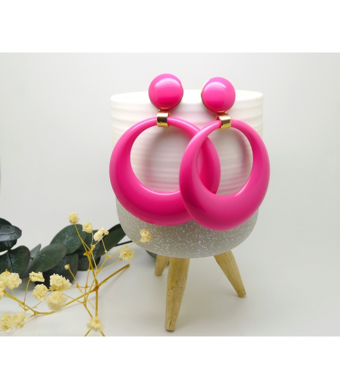 Boucles d'oreilles Pantone Fuchsia - Les Bijoux Acidules