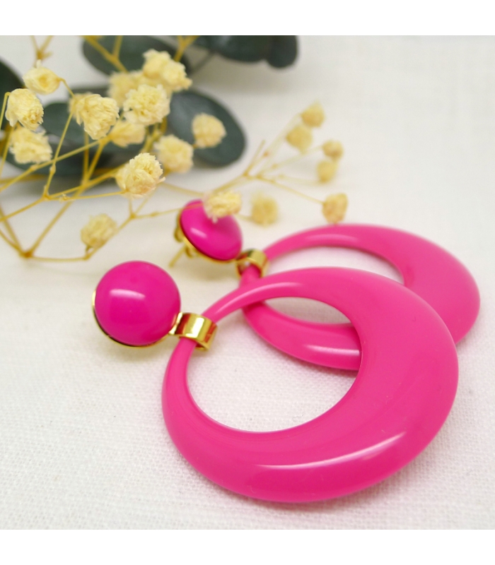 Boucles d'oreilles Pantone Fuchsia - Les Bijoux Acidules