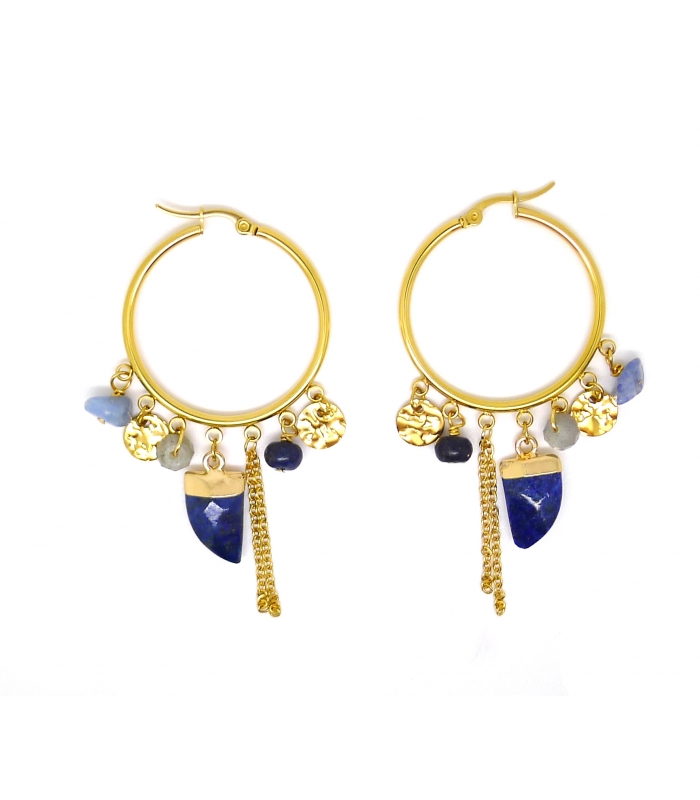 Créoles Imany Lapis Lazuli - Les Bijoux Acidules