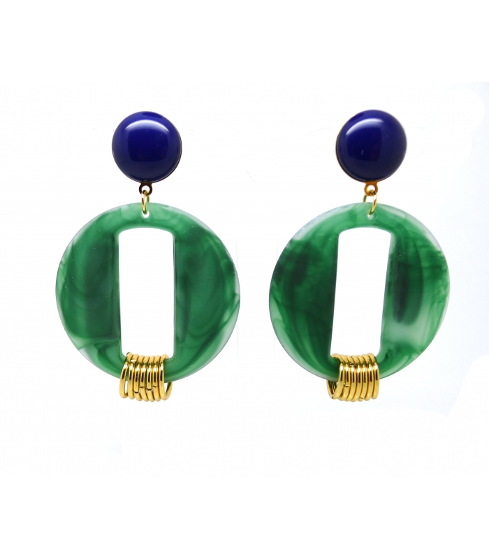 Boucles d'oreilles Voyage Vert Mat - Les Bijoux Acidules